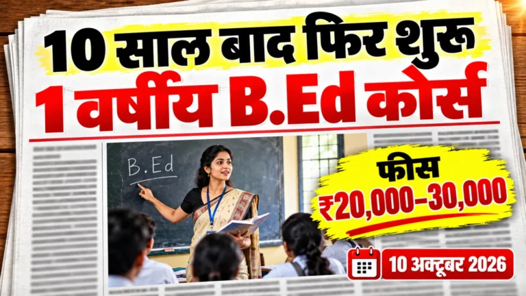 इंदौर के छात्रों के लिए 1 वर्षीय B.Ed कोर्स 2026 की फ़ीस, योग्यता और आवेदन