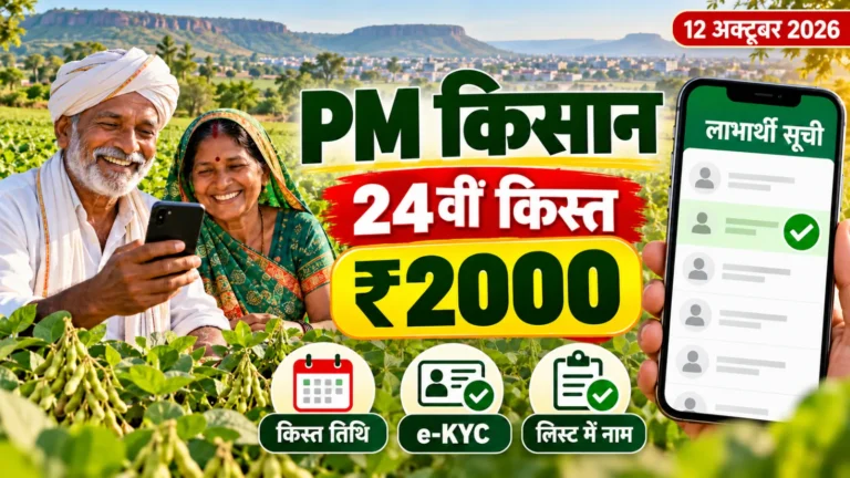 पीएम किसान 24वीं किस्त 2026 की जानकारी, इंदौर के किसान ₹2000 की किस्त का स्टेटस देखते हुए